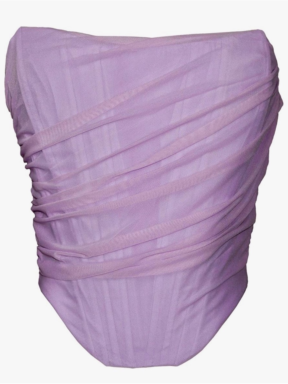 Amazon Lavender Strapless Ruched Crop Top